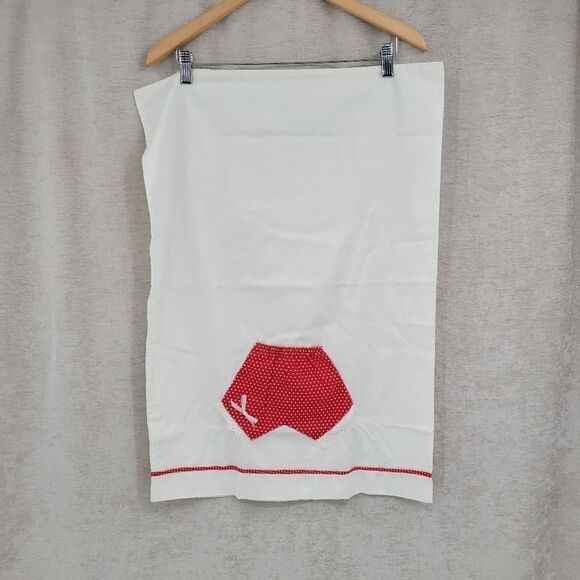 VINTAGE Standard Pillow Cases White with Red Boxers/Bloomers Pillowcase - Picture 2 of 11